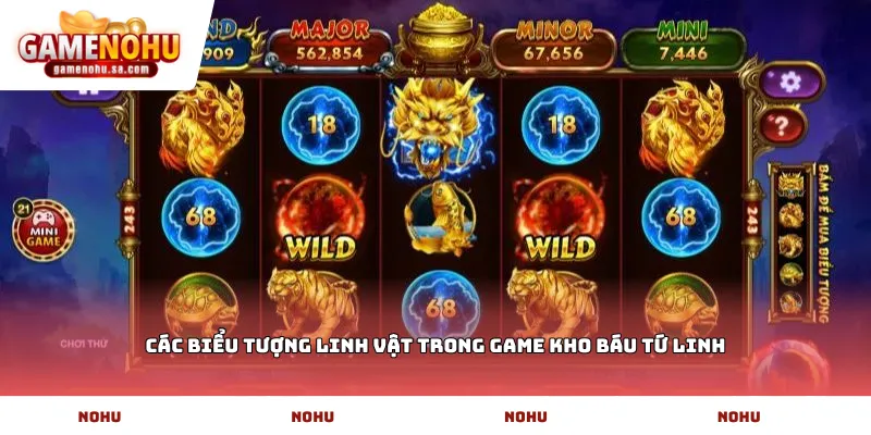 Các biểu tượng linh vật trong game Kho báu tứ linh